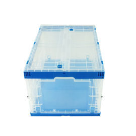 650*440 mm Series Plastic Collapsible Tote Boxes Attached Lids Stacking