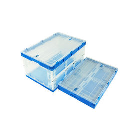 650*440 mm Series Plastic Collapsible Tote Boxes Attached Lids Stacking