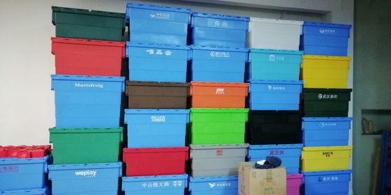 Water - Proof 600*400*365 Mm Stacking Plastic Totes With Anti - Theft Button Seal