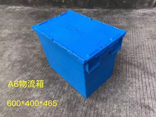 Theftproof 600*400mm Plastic Storage Totes With Hinged Lid