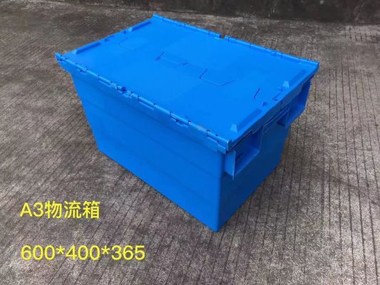 Theftproof 600*400mm Plastic Storage Totes With Hinged Lid