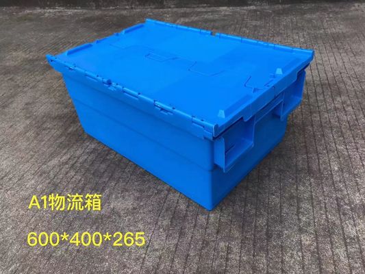 Theftproof 600*400mm Plastic Storage Totes With Hinged Lid