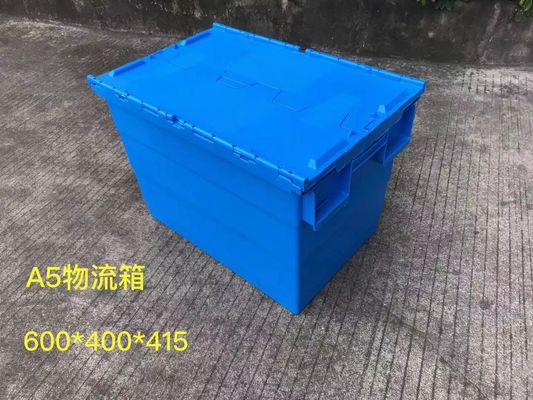 Theftproof 600*400mm Plastic Storage Totes With Hinged Lid