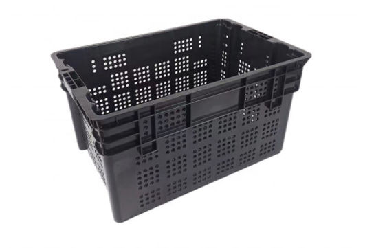Black Food Storage Fruit And Vegetable Plastic Crates For Supermarket