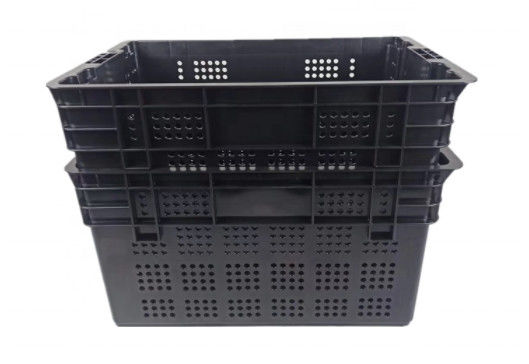 Black Food Storage Fruit And Vegetable Plastic Crates For Supermarket