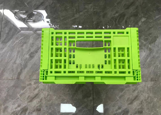 Green Turnover Foldable Plastic Crates With Mesh Base Light Weight