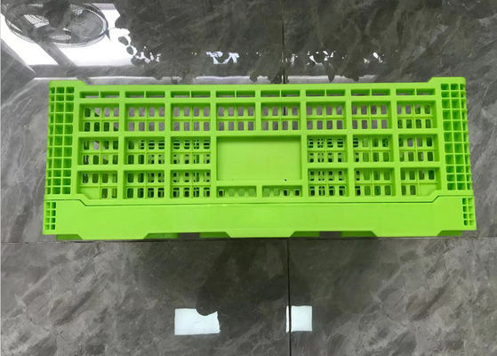 Green Turnover Foldable Plastic Crates With Mesh Base Light Weight