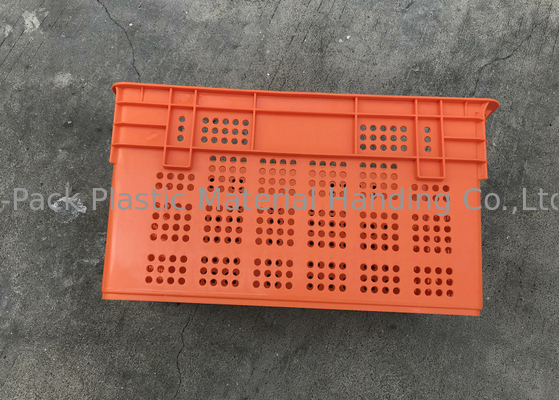 Vented Nestable Plastic Stacking Crates For Fruit Mesh Structure 120mm Height