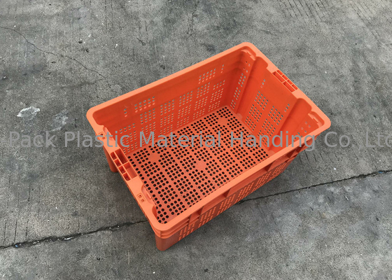 Vented Nestable Plastic Stacking Crates For Fruit Mesh Structure 120mm Height