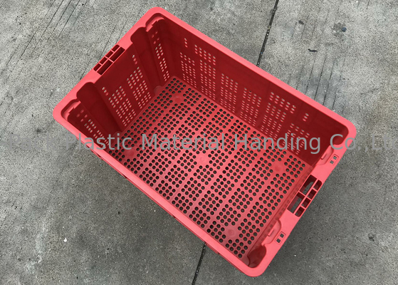 Vented Nestable Plastic Stacking Crates For Fruit Mesh Structure 120mm Height