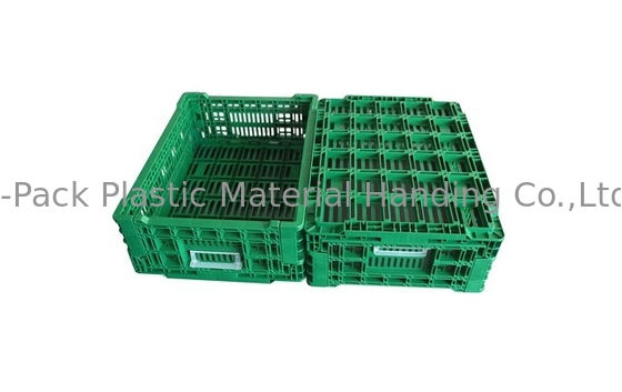 Vegetables Folding Plastic Crate Industrial Fruit Storage Crates 400*300*140mm