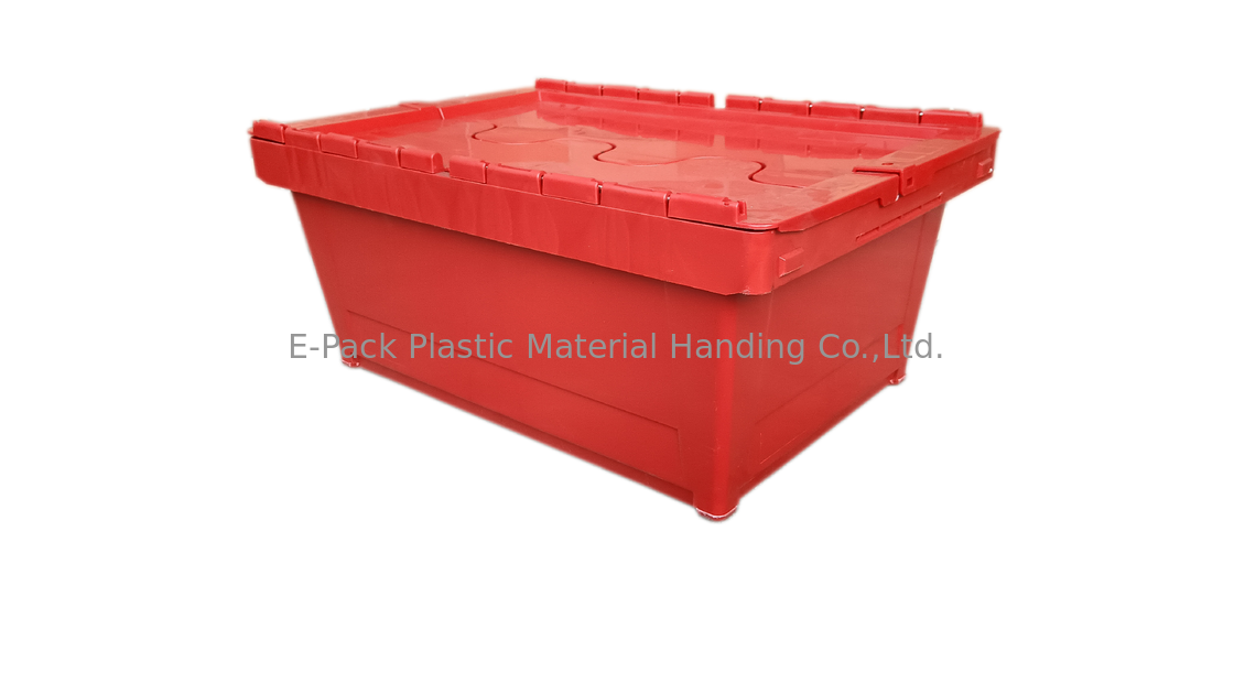 Impact Resistant PP Plastic Attached Lid Containers Standard Toteboxes 600x400mm Customized Color and Large Logo Printing for Loading