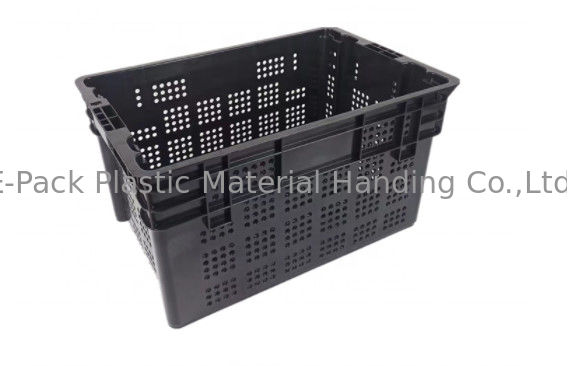 Black Food Storage Fruit And Vegetable Plastic Crates For Supermarket