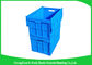 Blue Collapsible Plastic Containers with Attached Lids / Stackable plastic container