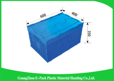 Attached Lids Folding Plastic Crates Big Capacity Transport Moving Eco - Friendly