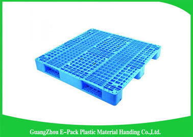 Ventilated Plastic Skids Pallets Single Faced , Euro Blue Plastic Pallets Ventilated Deck