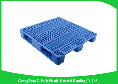 Ventilated Plastic Skids Pallets Single Faced , Euro Blue Plastic Pallets Ventilated Deck