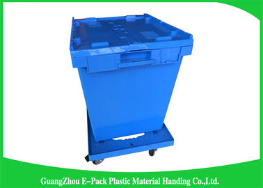 60L Large Plastic Storage Boxes With Lids , Plastic Shipping Containers With Attached Lids