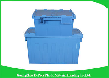 60L Plastic Attached Lid Containers Heavy Duty Stackable Moving 600 * 400 * 365mm