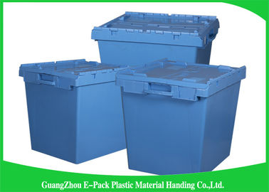 Nesting Logistic Heavy Duty Storage Boxes , Plastic Storage Bins With Hinged Lids