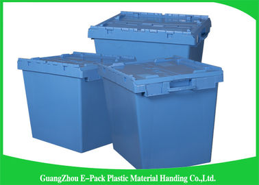 Nesting Logistic Heavy Duty Storage Boxes , Plastic Storage Bins With Hinged Lids