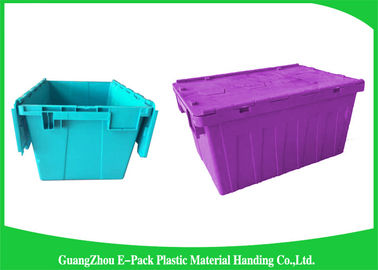 Blue  PP Plastic Attached Lid Containers , plastic storage boxes with lids