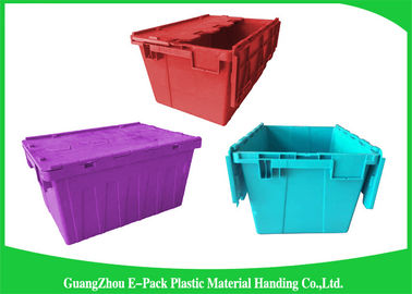 Blue  PP Plastic Attached Lid Containers , plastic storage boxes with lids