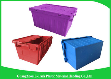 Blue  PP Plastic Attached Lid Containers , plastic storage boxes with lids