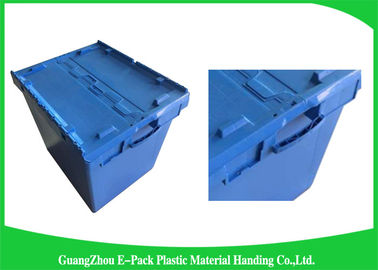 Moving Crate Plastic Attached Lid Containers for Tool , Easy To Clean 75*57*62.5CM