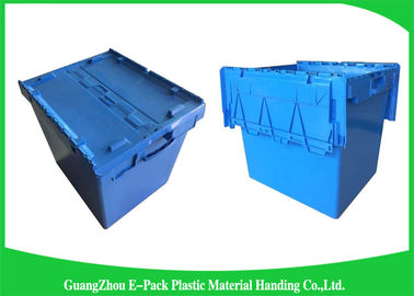 Moving Crate Plastic Attached Lid Containers for Tool , Easy To Clean 75*57*62.5CM