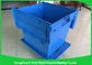 Solid 50kgs Security Moving Plastic Attached Lid Containers Blue Color