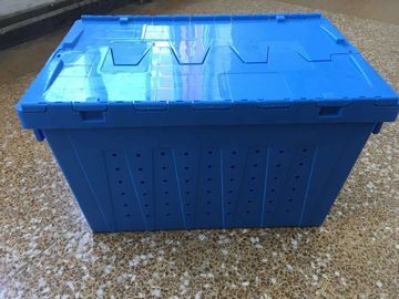 Attached Lid Mesh Body Plastic Storage Crates For Transportation