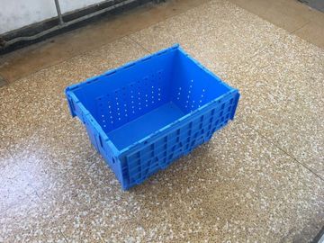 Attached Lid Mesh Body Plastic Storage Crates For Transportation