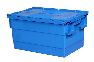 More colors 100% Virgin Polypropylene Stack Nest Containers Attached Lids 600*400 mm Standard Size Steel Wire Assembling