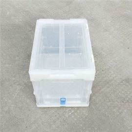 Attached Lids Collapsible Plastic Tote Boxes / Foldable Plastic Container