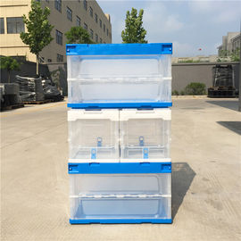 Attached Lids Collapsible Plastic Tote Boxes / Foldable Plastic Container