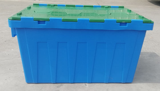 Customization 35kg Loading Plastic Tote Box Attached Lid Container Stacking Nesting