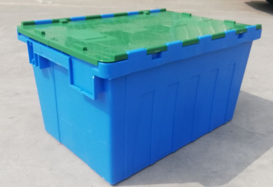 Customization 35kg Loading Plastic Tote Box Attached Lid Container Stacking Nesting