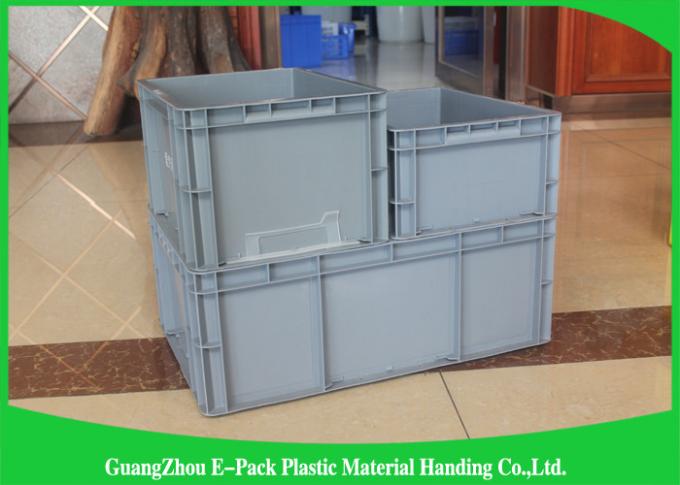 Grey Industrial Euro Stacking Containers Foldable Transport Non - Slip PP
